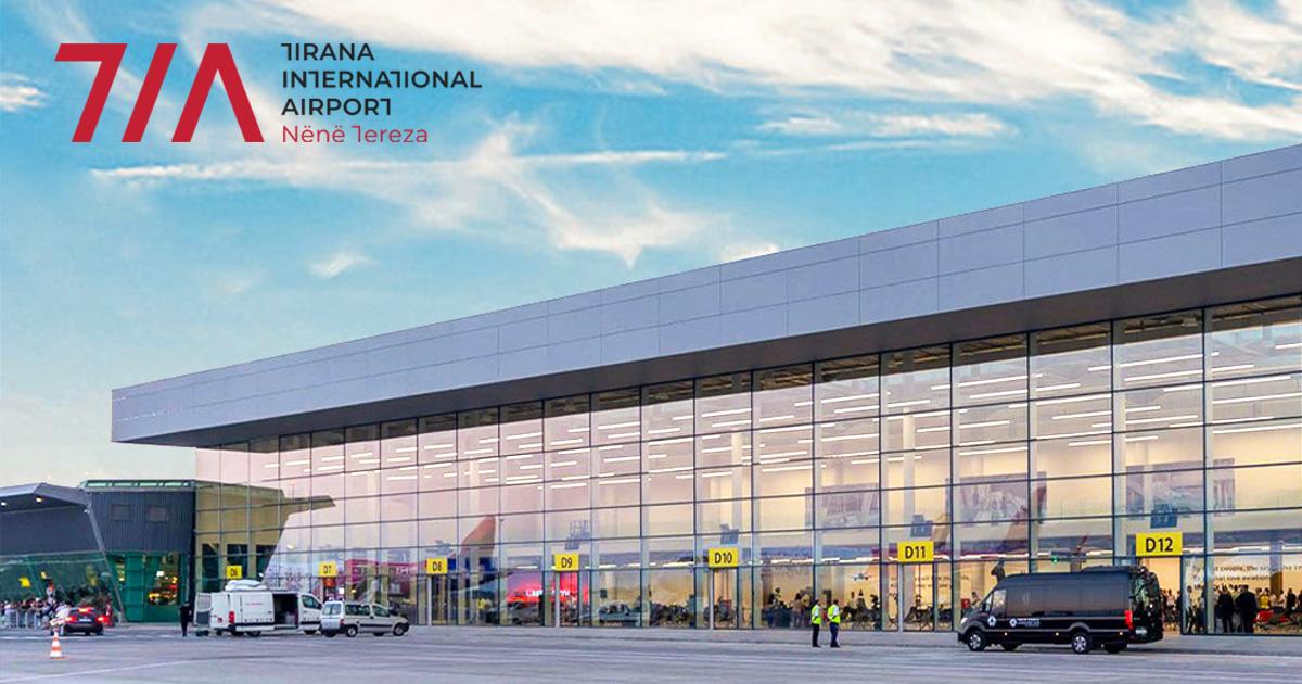 Tirana International Airport terminal where travelers can pick up rental cars